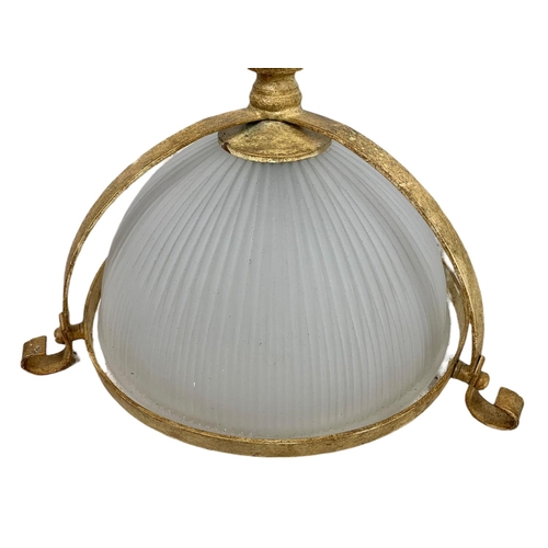 326 - Pair of large vintage decorative heavy alloy wall lights with glass shades. 38/40/46cm