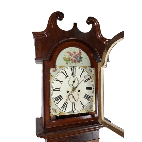 872 - Victorian long case clock with pendulum, no weights. 229cm