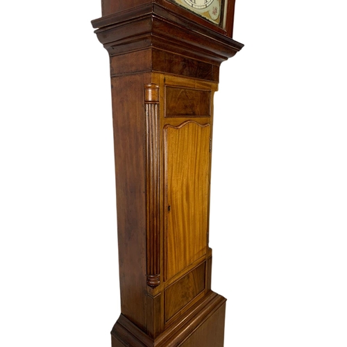 872 - Victorian long case clock with pendulum, no weights. 229cm