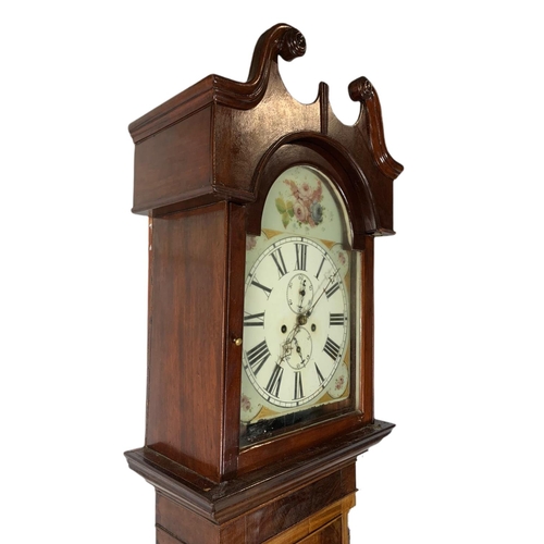 872 - Victorian long case clock with pendulum, no weights. 229cm