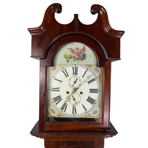 872 - Victorian long case clock with pendulum, no weights. 229cm