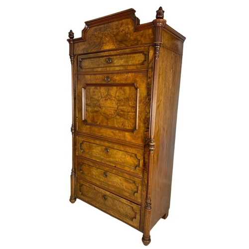 873 - Large 19th century continental walnut escritoire 99/50/177cm