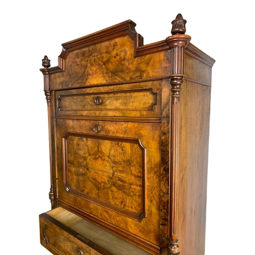 873 - Large 19th century continental walnut escritoire 99/50/177cm