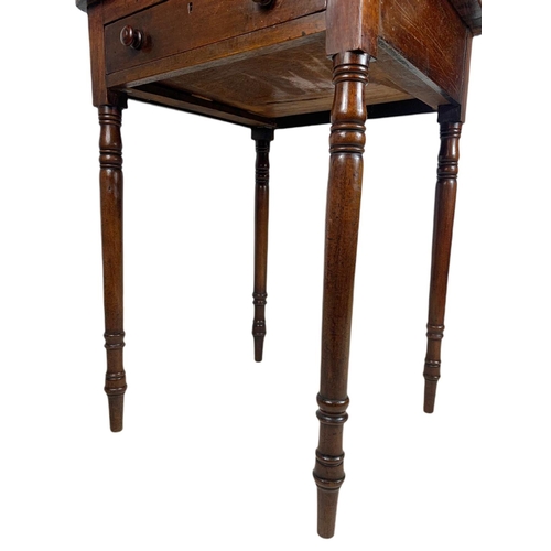 896 - Georgian mahogany side table with drawer. 53/47/72cm