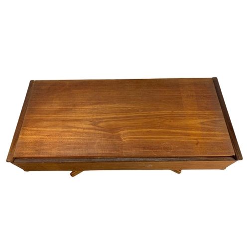 944 - Teak mid century side table with drawer. 81.5/37/51.5cm