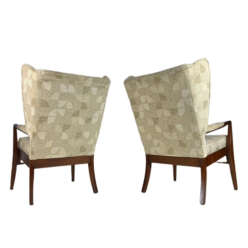 946 - Pair of mid century vintage Cintique wingback armchairs