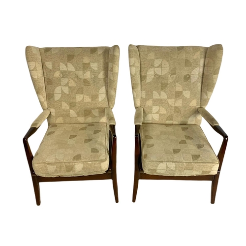 946 - Pair of mid century vintage Cintique wingback armchairs