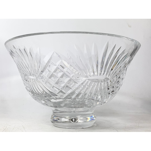 569 - 2 large Tyrone crystal bowls with another large crystal bowl and vase. Vase 23cm. Largest bowl 24.5/... 