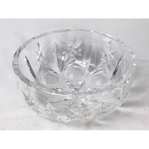 569 - 2 large Tyrone crystal bowls with another large crystal bowl and vase. Vase 23cm. Largest bowl 24.5/... 