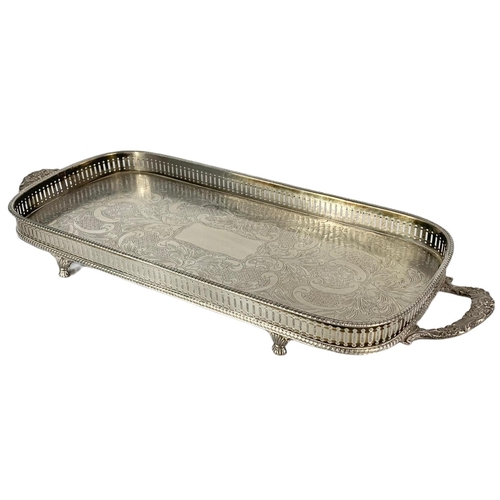 571 - 3 silver plated trays. Largest 51/36cm