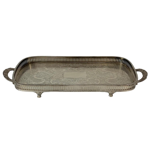 571 - 3 silver plated trays. Largest 51/36cm