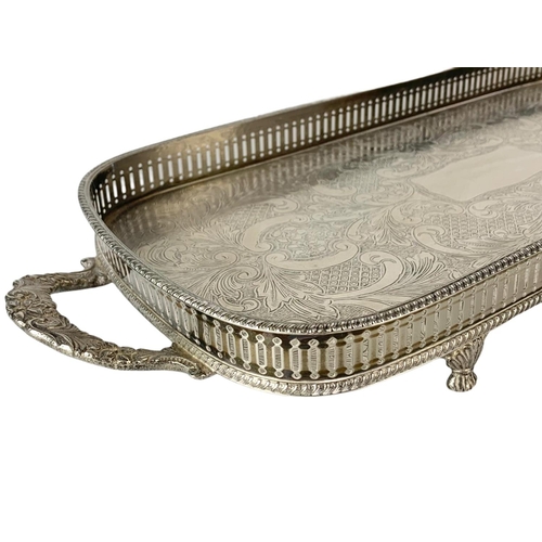 571 - 3 silver plated trays. Largest 51/36cm