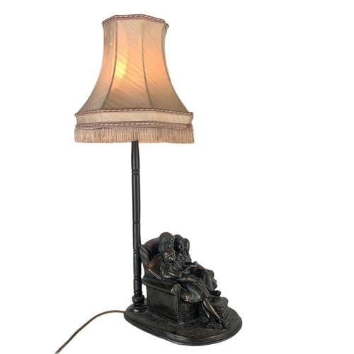 582 - Storytime Jeanne Rynhart bronze style lamp. 65cm