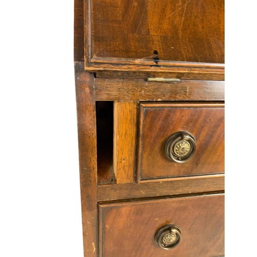 810 - Mahogany Georgian style writing bureau and a vintage drop leaf serving trolley. Bureau 57/41/97cm.