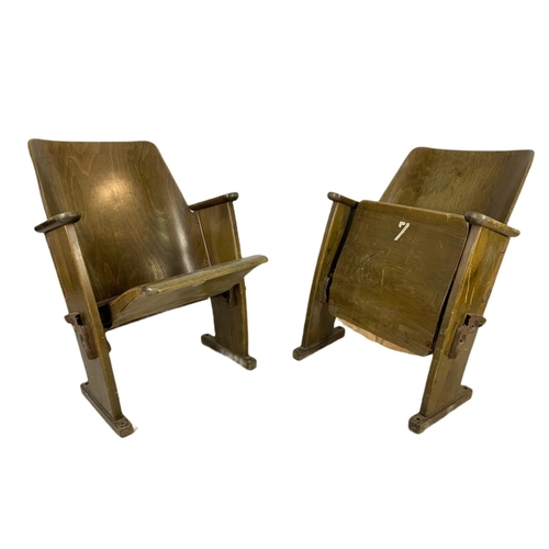 949 - Pair of early 20th century cinema seats. Circa 1920’s. Width 59cm