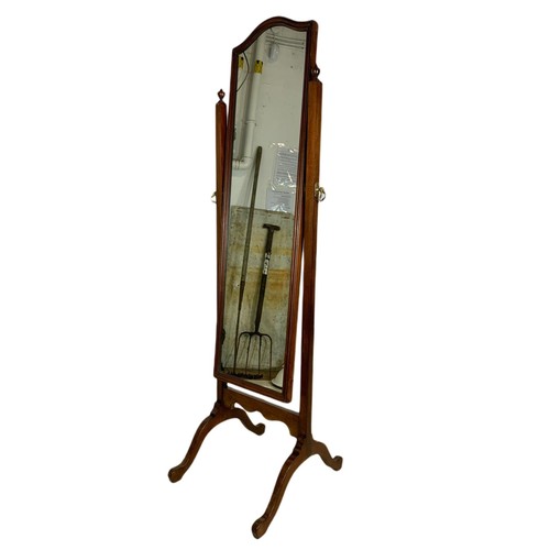 928 - Vintage mahogany framed cheval dressing mirror. 42/49/156cm