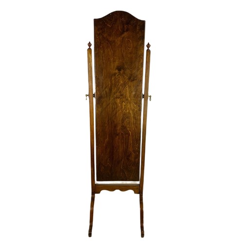 928 - Vintage mahogany framed cheval dressing mirror. 42/49/156cm