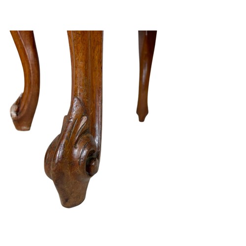 975 - Victorian carved stool with cabriole legs. 41/44/45cm