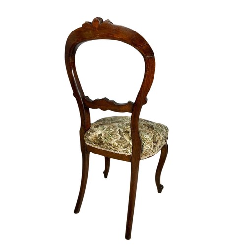 981 - Victorian balloon back side chair with cabriole legs.