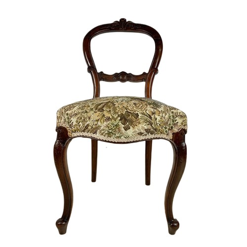 981 - Victorian balloon back side chair with cabriole legs.