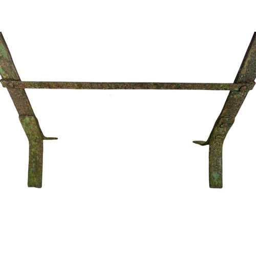 351 - Early 20th century iron trestle stand. 106/89cm