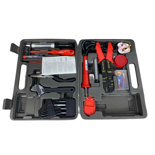 382 - Tool boxes with contents and a small vice.