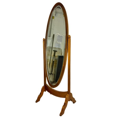 985 - Vintage mahogany cheval dressing mirror. 51/41/154cm