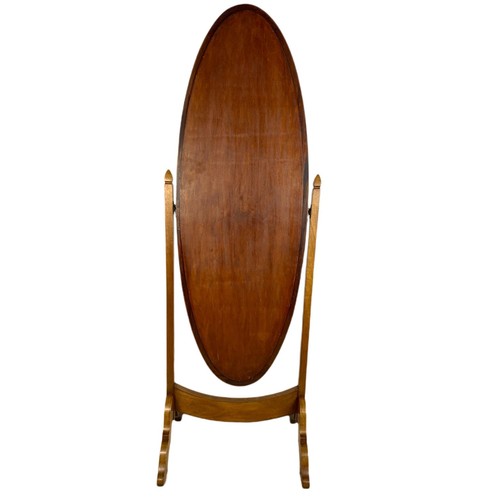 985 - Vintage mahogany cheval dressing mirror. 51/41/154cm