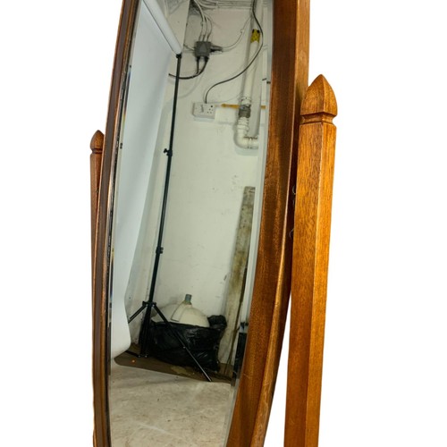 985 - Vintage mahogany cheval dressing mirror. 51/41/154cm