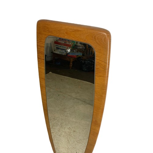 892 - Tall teak framed mid century mirror. 122cm