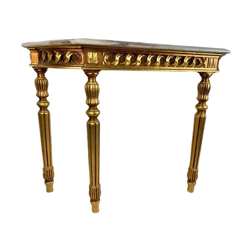 917 - Ornate marble top gilt console table. 102/33/74cm