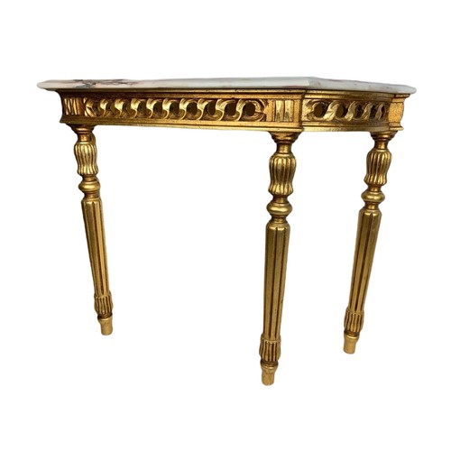 917 - Ornate marble top gilt console table. 102/33/74cm