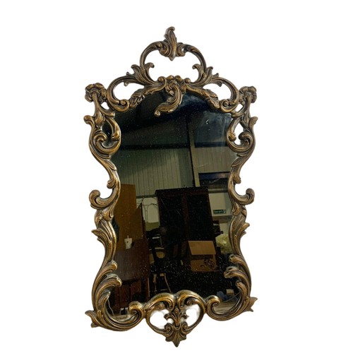 587 - 2 vintage pictures and an ornate gilt framed mirror. Mirror 39/70cm