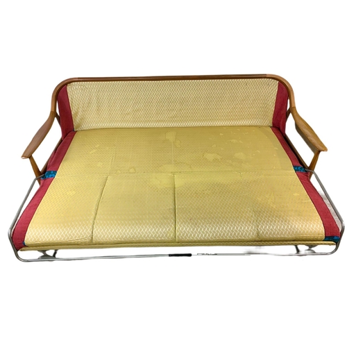 894c - Greaves & Thomas teak mid century sofa bed. 204.5cm