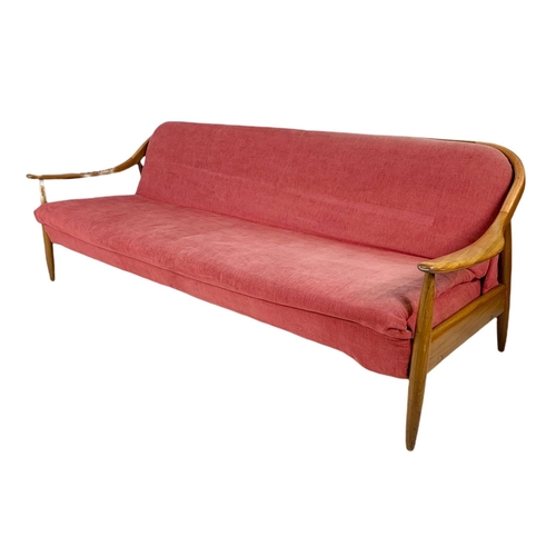 894c - Greaves & Thomas teak mid century sofa bed. 204.5cm