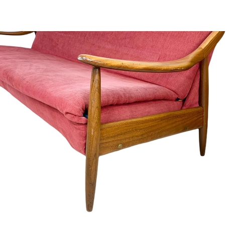 894c - Greaves & Thomas teak mid century sofa bed. 204.5cm