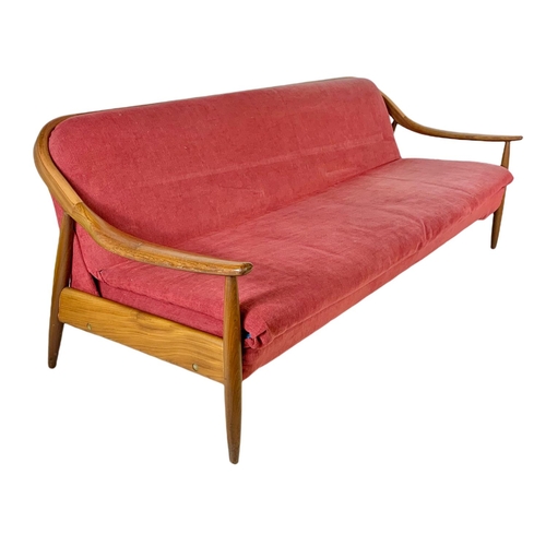 894c - Greaves & Thomas teak mid century sofa bed. 204.5cm