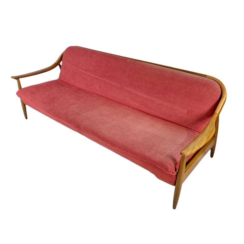 894c - Greaves & Thomas teak mid century sofa bed. 204.5cm