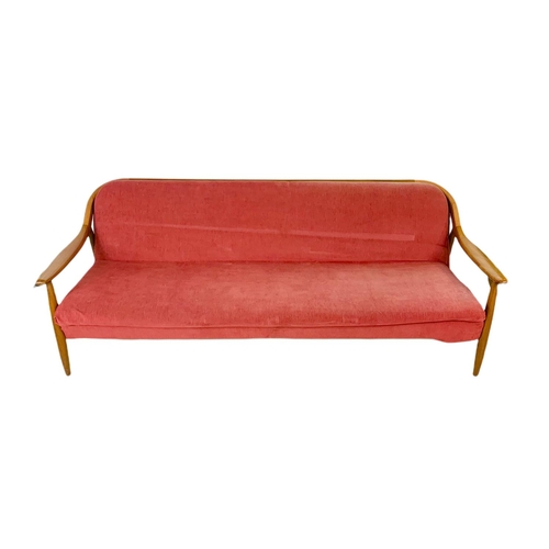 894c - Greaves & Thomas teak mid century sofa bed. 204.5cm