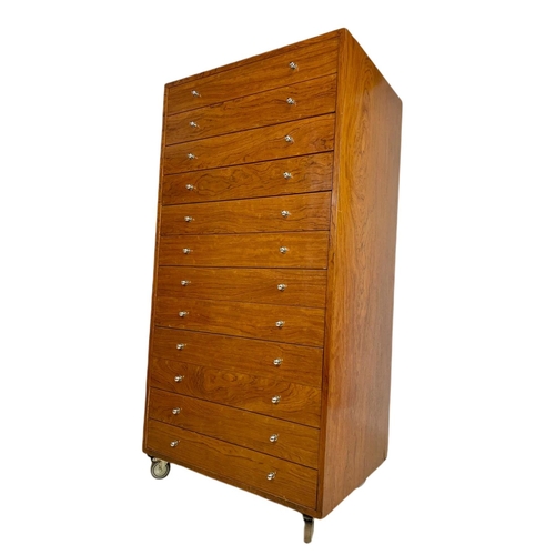 984 - Large vintage tiger wood multi drawer collectors cabinet. 76/56/151cm