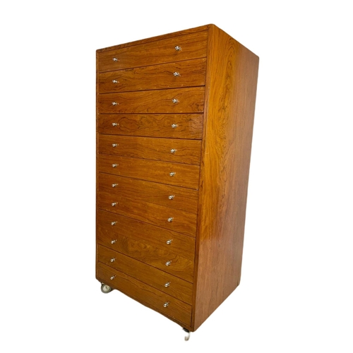 984 - Large vintage tiger wood multi drawer collectors cabinet. 76/56/151cm