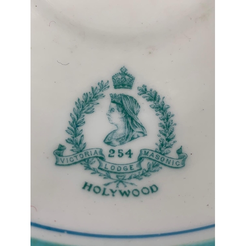 447a - Late 19th century Victoria Masonic Lodge Holywood cup and saucers. Circa 1900