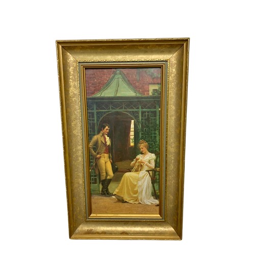 591 - Vintage cartoon, Edwardian gilt framed tapestry, old framed map and Georgian style print