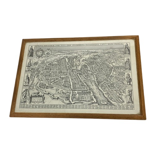 591 - Vintage cartoon, Edwardian gilt framed tapestry, old framed map and Georgian style print