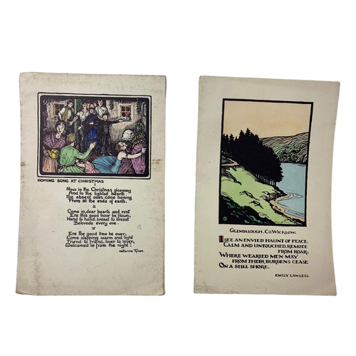 684 - 4 Early 20th century Cuala Press coloured cards Dublin Ireland. With designs by Jack B. Yeats and ot... 