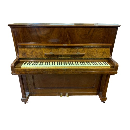 1056 - Edwardian walnut German piano. Rob Seidel Berlin. 147/61/125cm