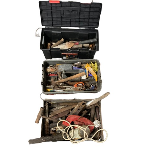 382 - Tool boxes with contents and a small vice.