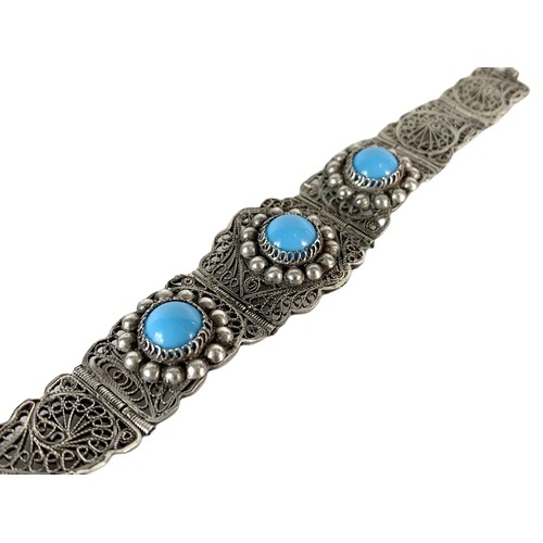 686 - 2 silver ornate bracelets