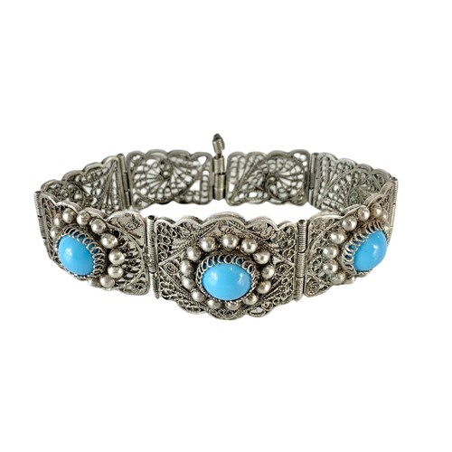 686 - 2 silver ornate bracelets