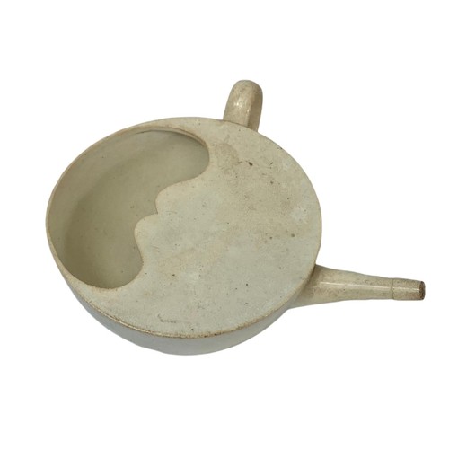 601 - Late 19th/early 20th century pottery feeding cup. 16/18/8.5cm